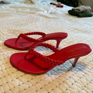 Gianvito Rossi Hot Pink braid thong heels